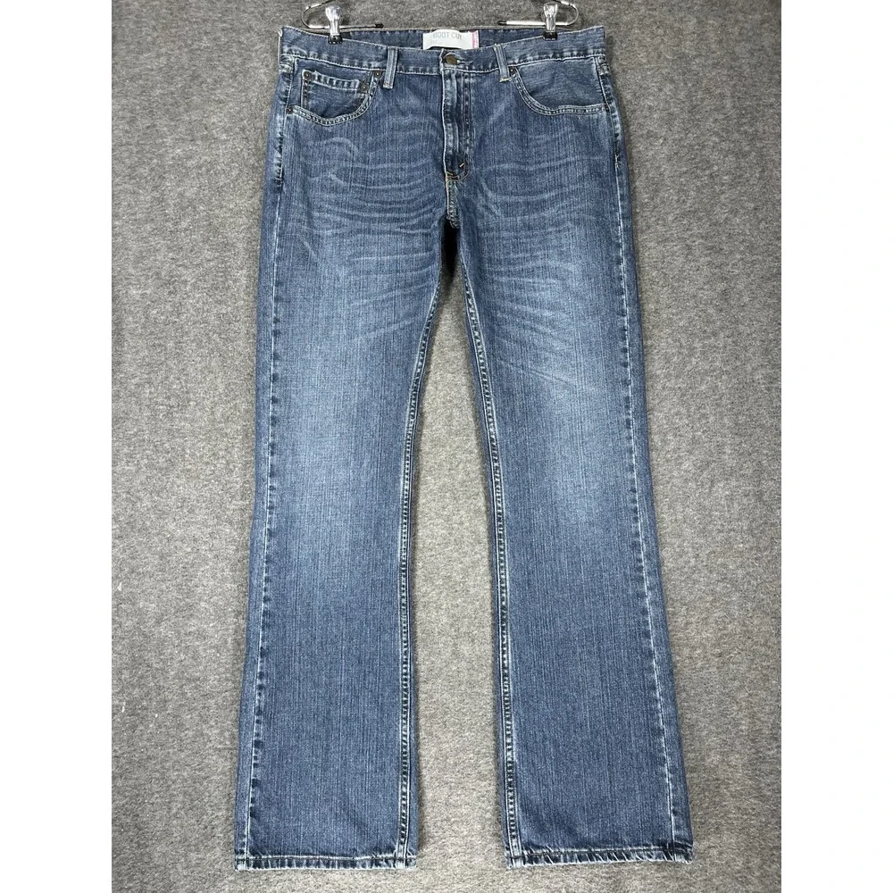 Vintage Y2K Levis 527 Jeans 36X34 Blue Fading Whiskering Slim Bootcut Western #2